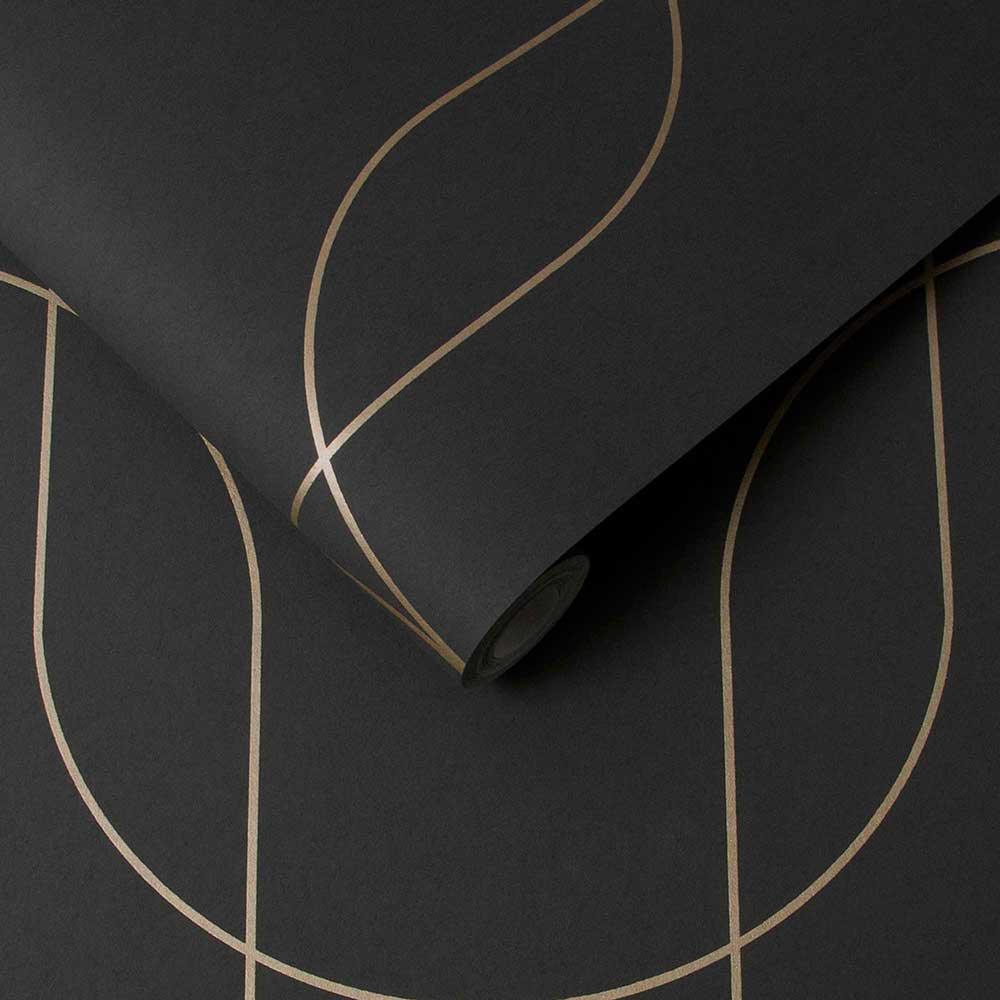 Palais Wallpaper - Black / Gold - by Graham & Brown