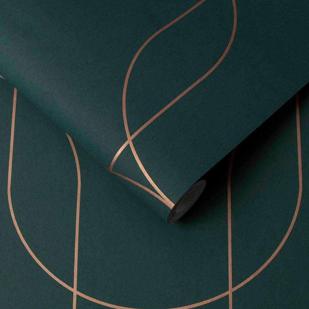 Palais Wallpaper - Green / Copper - by Graham & Brown