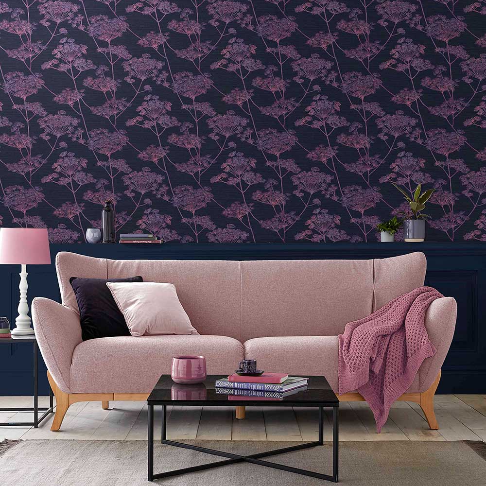 Hortus Wallpaper - Mulberry - by Graham & Brown