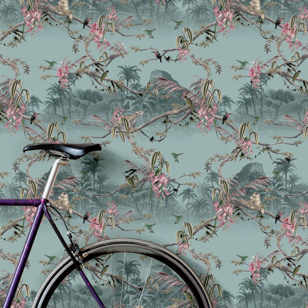 Hibiscus Wallpaper - Light Blue - by Ted Baker