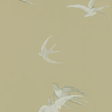 Swallows Wallpaper - Gold - by Sanderson. Click for more details and a description.