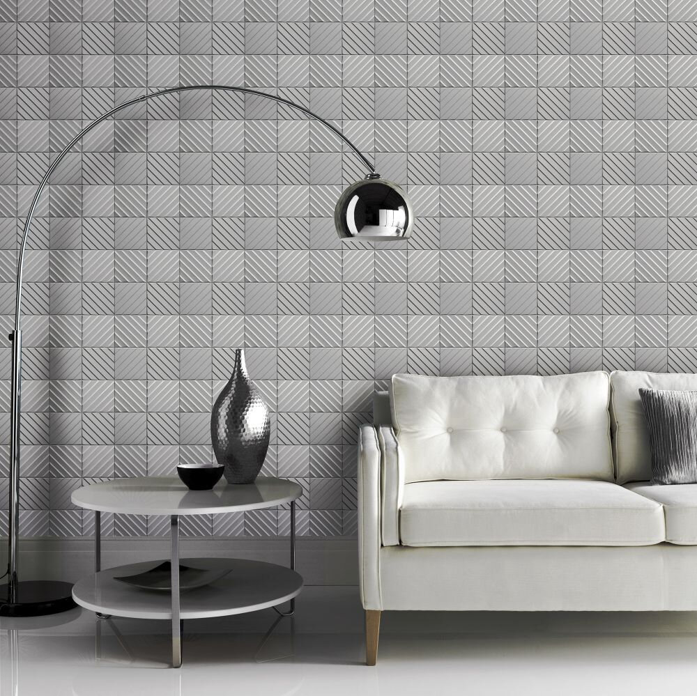 Hotel Tile                     Wallpaper - Grey - by Arthouse