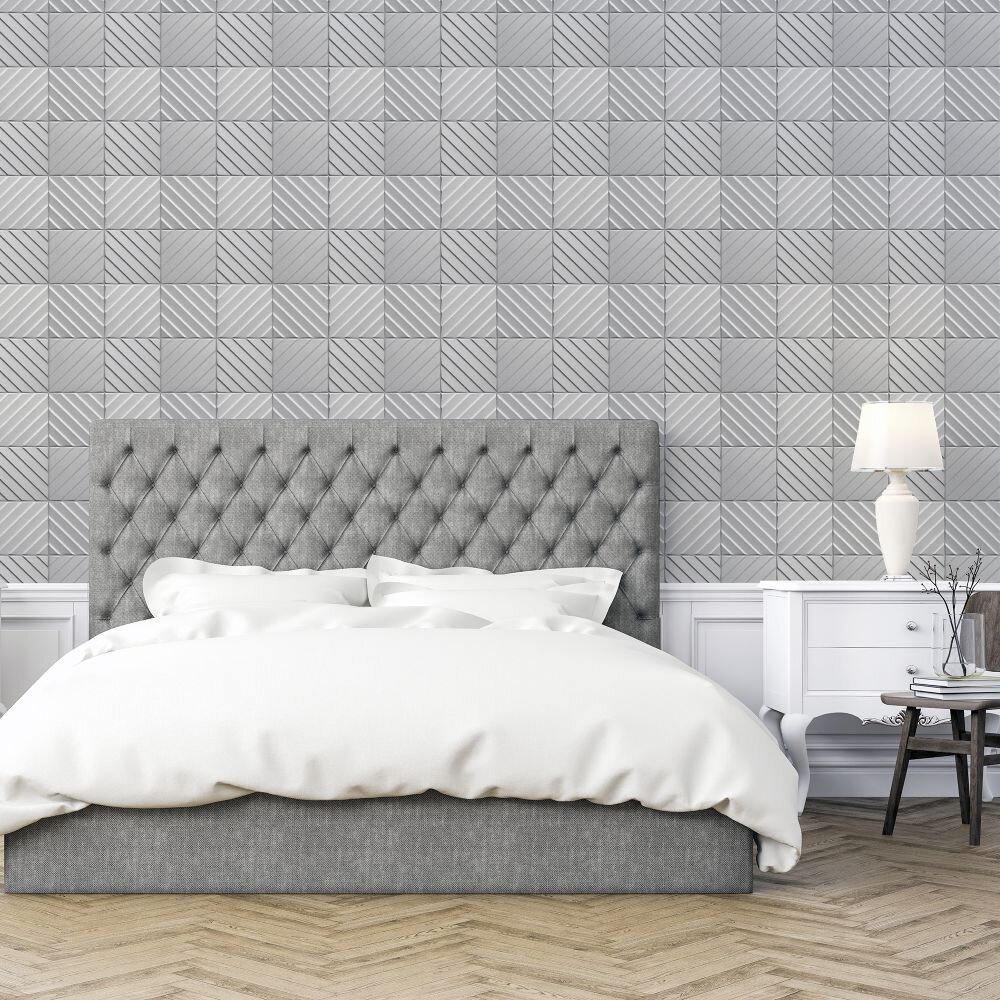 Hotel Tile                     Wallpaper - Grey - by Arthouse
