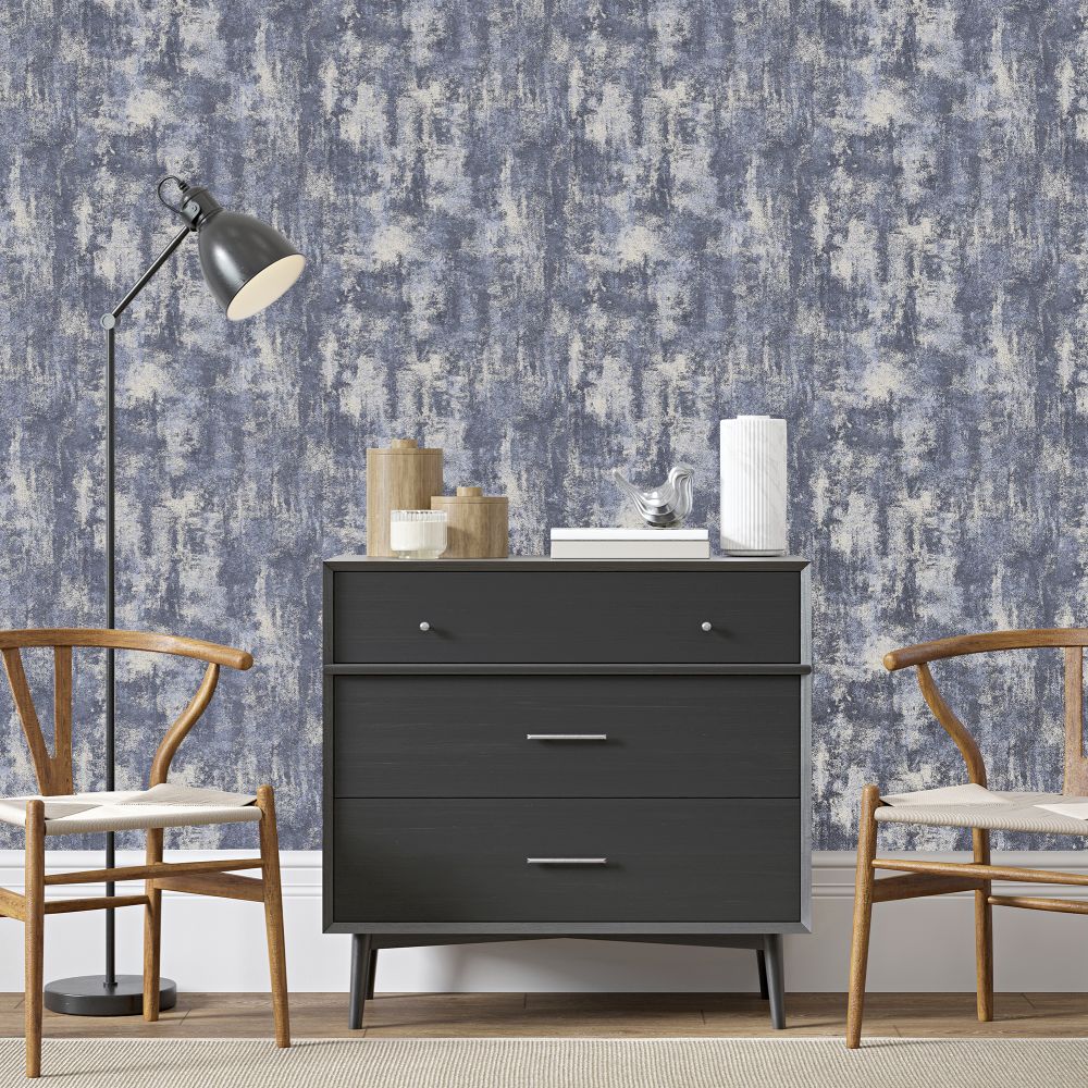 Stone Textures                          Wallpaper - Navy / Silver - by Arthouse