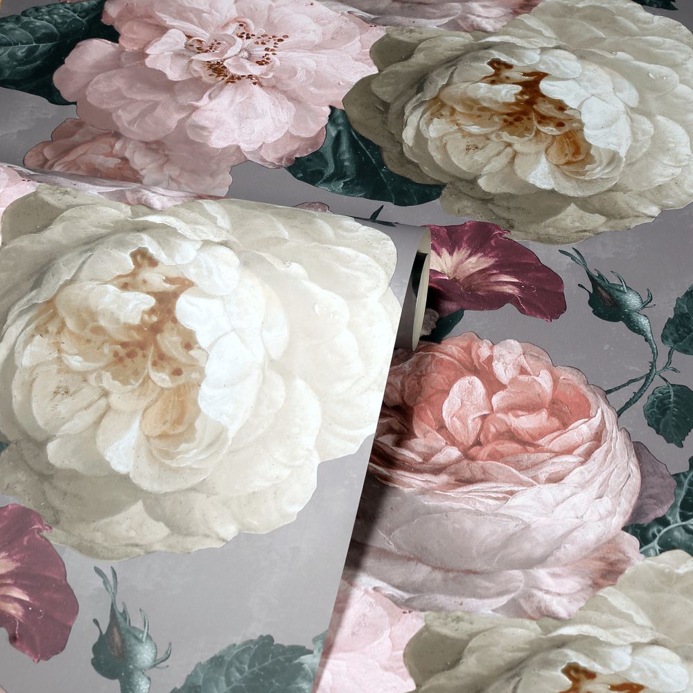 Highgrove Floral  Wallpaper - Warm Grey - by Arthouse