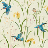Tissu Kingfisher & Iris - Azur / lin - Sanderson. Cliquez pour en savoir plus et lire la description.