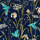 Tissu Kingfisher & Iris - Bleu marine / sarcelle - Sanderson. Cliquez pour en savoir plus et lire la description.