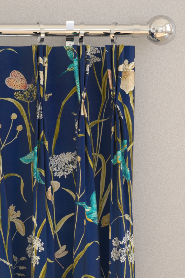 Kingfisher & Iris Curtains - Navy / Teal - by Sanderson. Click for more details and a description.