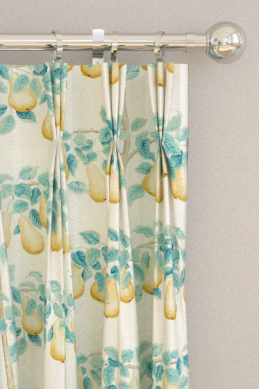 Perry Pears Curtains - Gold / Aqua - by Sanderson. Click for more details and a description.