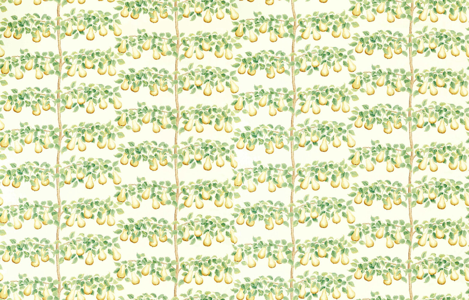 Perry Pears Fabric - Ochre / Leaf Green - by Sanderson