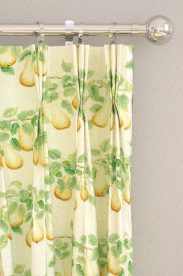 Perry Pears Curtains - Ochre / Leaf Green - by Sanderson. Click for more details and a description.