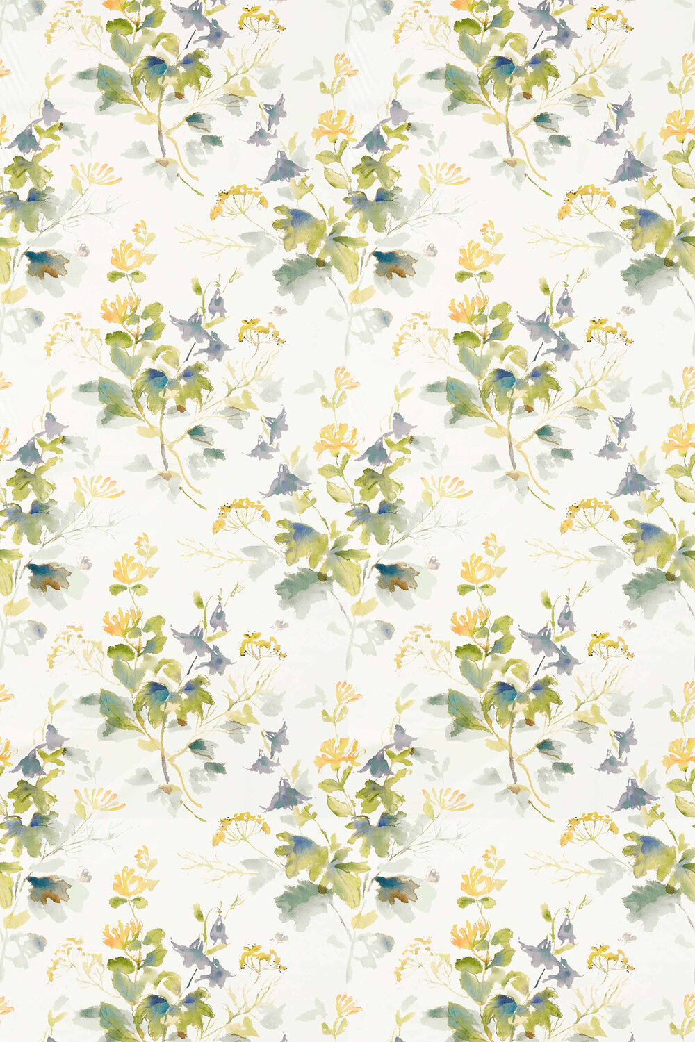 Honey Flowers Fabric - Anise / Slate - by Sanderson