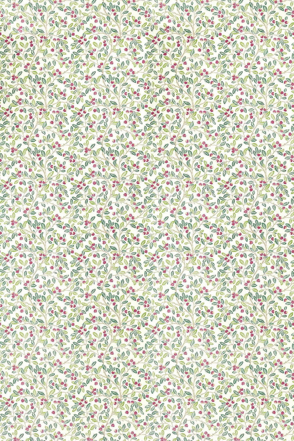 Wild Berries Fabric - Fern / Mulberry - by Sanderson