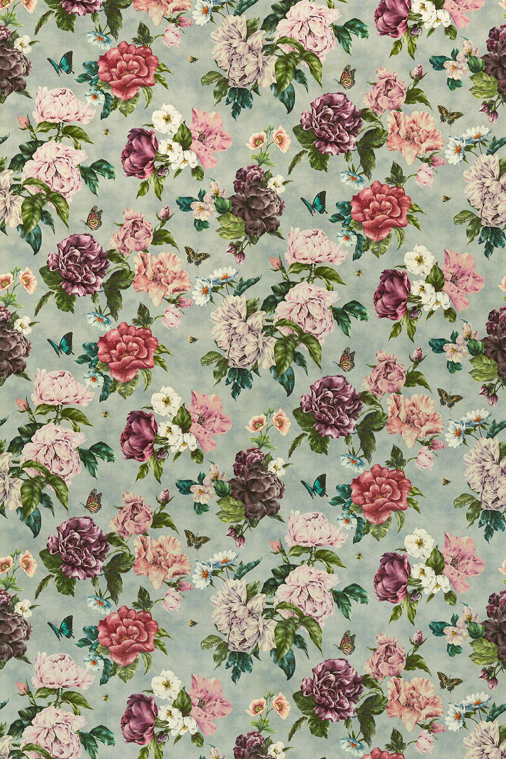 Summer Peony Fabric - Vineyard / Rose - by Sanderson