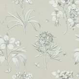 Etchings and Roses Wallpaper - Soft Pewter - by Sanderson. Click for more details and a description.