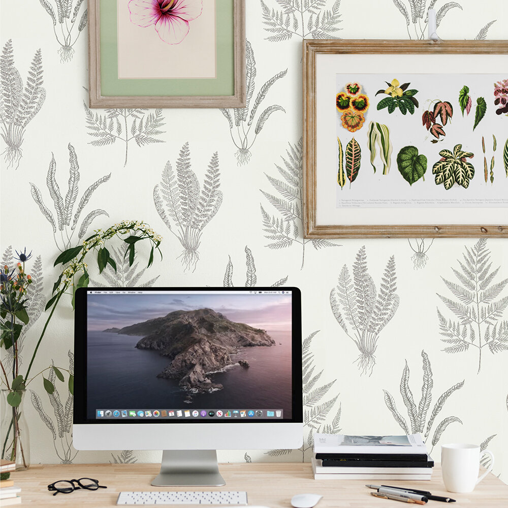 Woodland Ferns Wallpaper - Pearl - by Sanderson