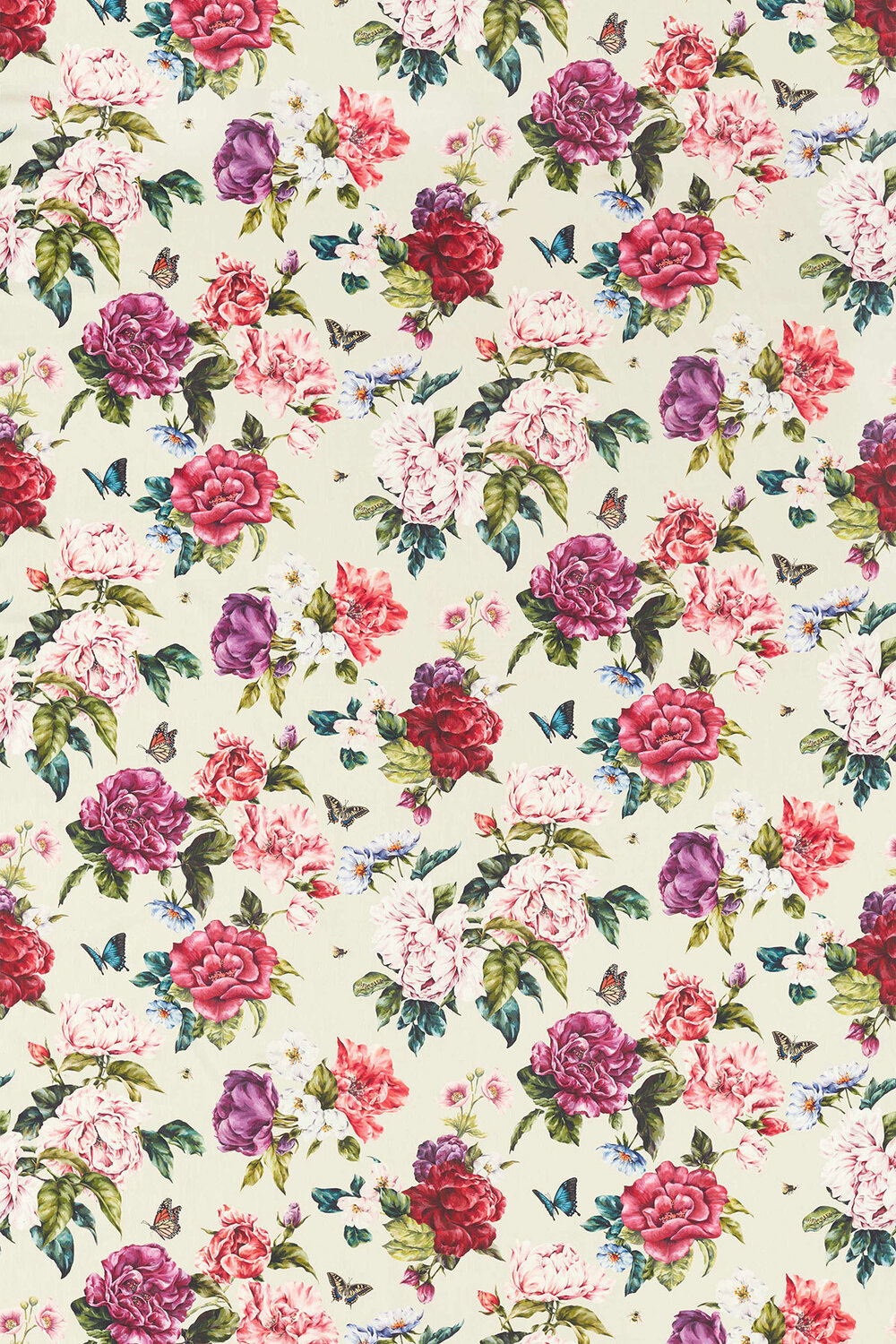 Summer Peony Fabric - Fuchsia / Rose - by Sanderson