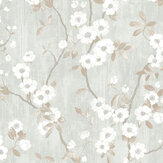 Spring Flower Wallpaper - Taupe / Blue - by Casadeco. Click for more details and a description.