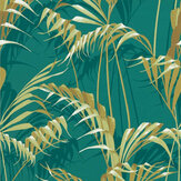 Palm House Wallpaper - Peacock / Gold - by Sanderson. Click for more details and a description.