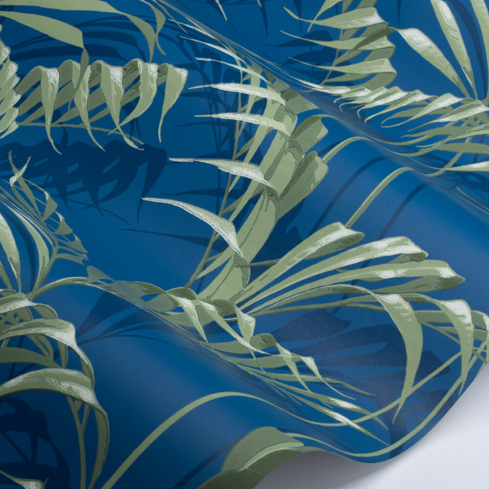 Papier peint Palm House - Bleu France / gardénia - Sanderson