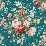 Stapleton Park Wallpaper - Newby Green / Raspberry - by Sanderson. Click for more details and a description.