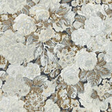 Rose & Peony Wallpaper - Black / Metallic - by Sanderson. Click for more details and a description.