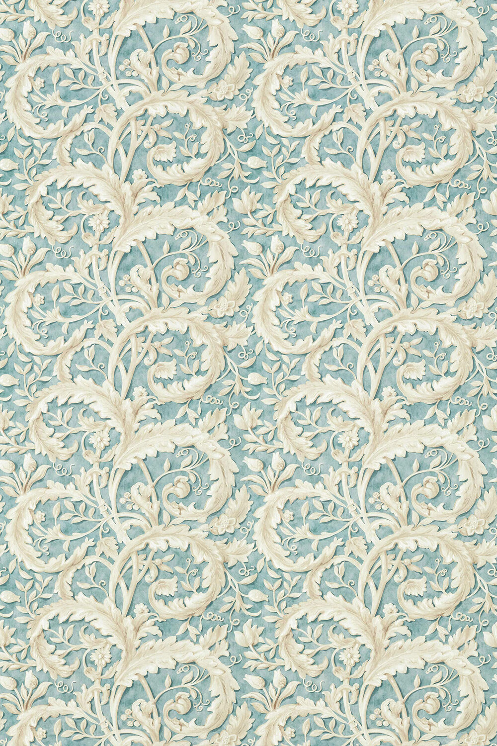 Tilia Lime Fabric - Soft Teal - by Sanderson