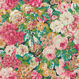 Rose & Peony Wallpaper - Cerise / Viridian - by Sanderson. Click for more details and a description.