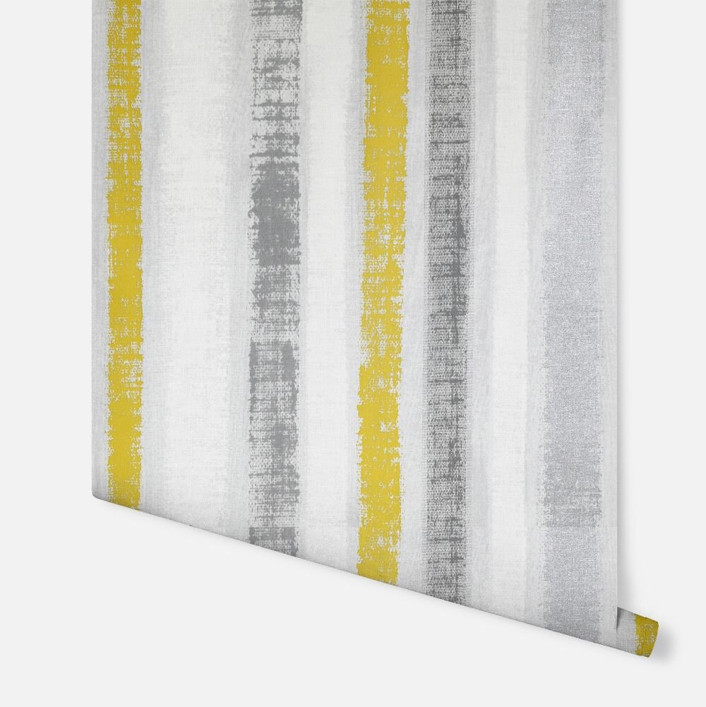 Painted Stripe  Wallpaper - Ochre / Grey - by Arthouse