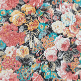 Rose & Peony Wallpaper - Coral / Grey - by Sanderson. Click for more details and a description.