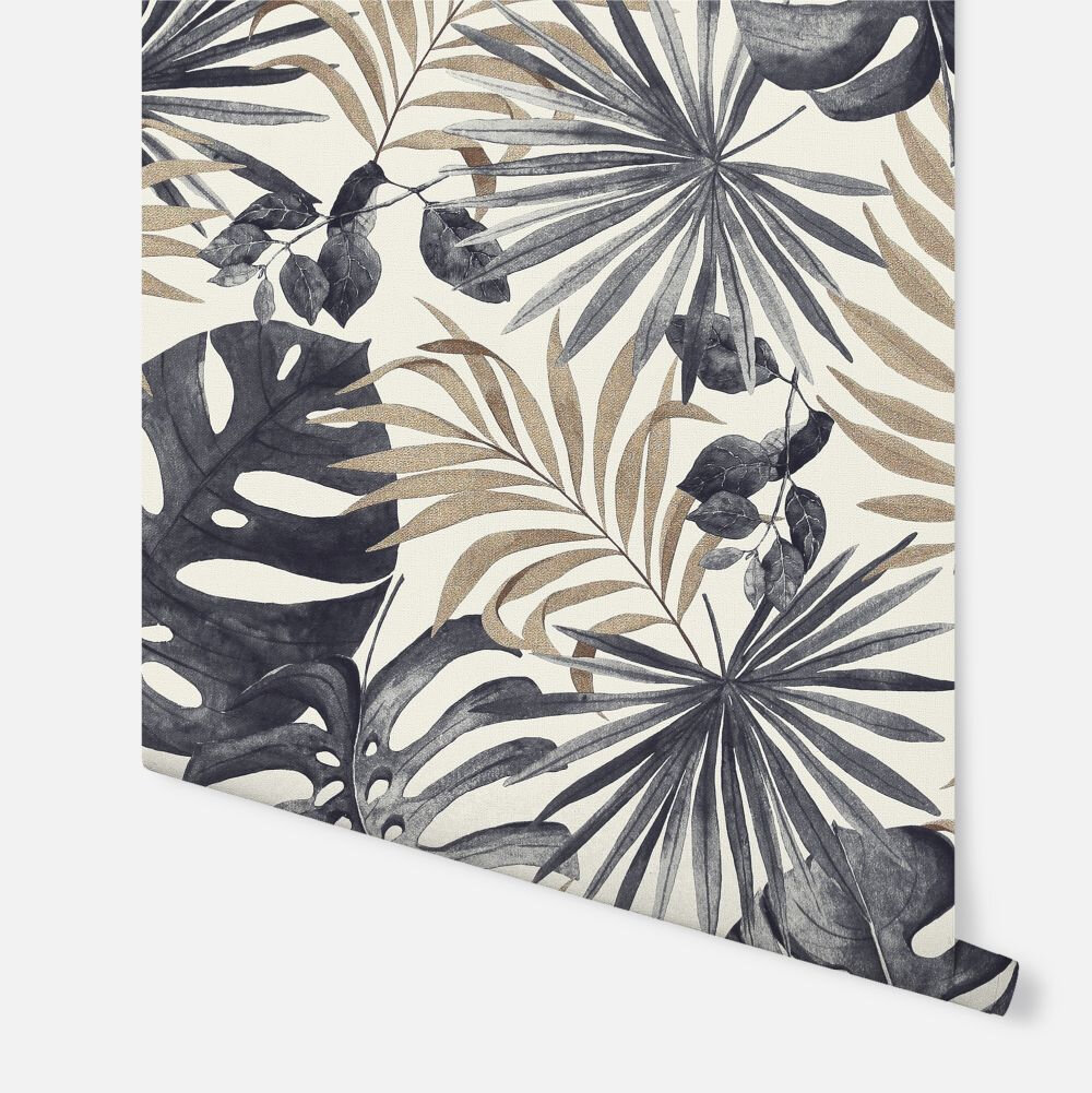 Jungle Wall Wallpaper - Black / Gold - by Arthouse