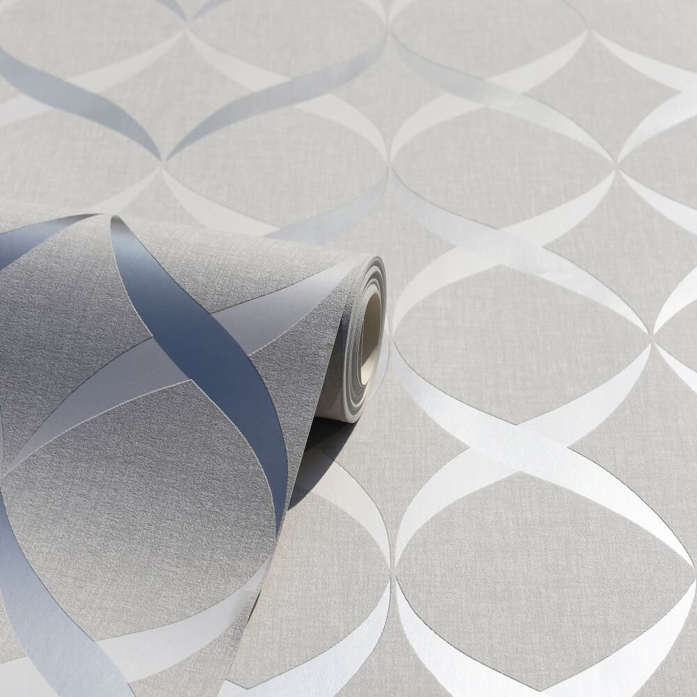 Metallic Ogee           Wallpaper - Silver - by Arthouse