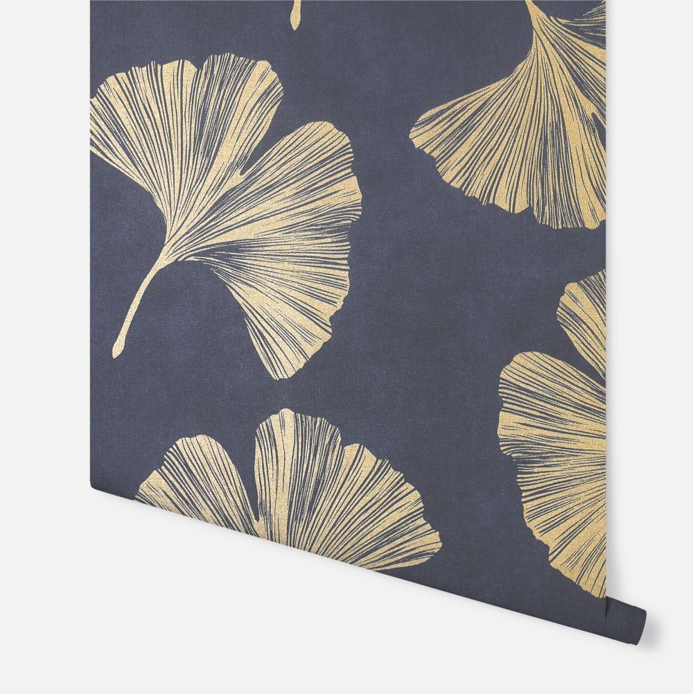 Ginkgo Leaf  Wallpaper - Navy - by Arthouse