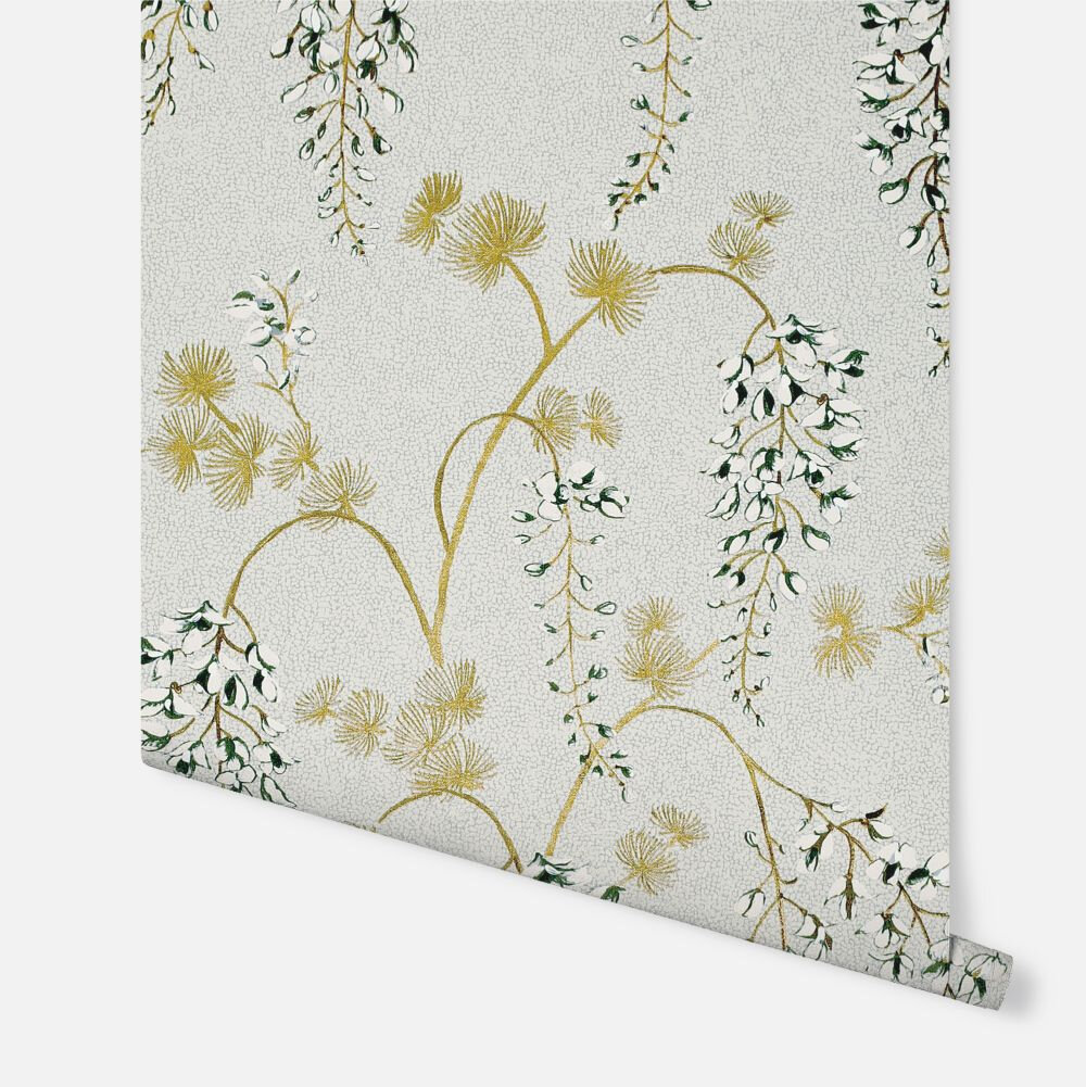 Wisterial Floral  Wallpaper - Neutral / Gold - by Arthouse