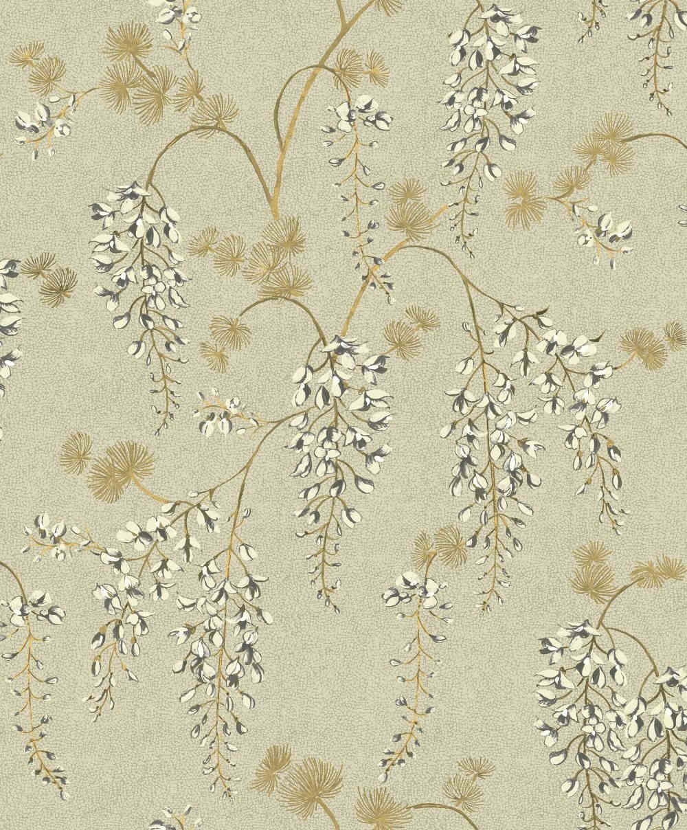 Wisterial Floral  Wallpaper - Neutral / Gold - by Arthouse