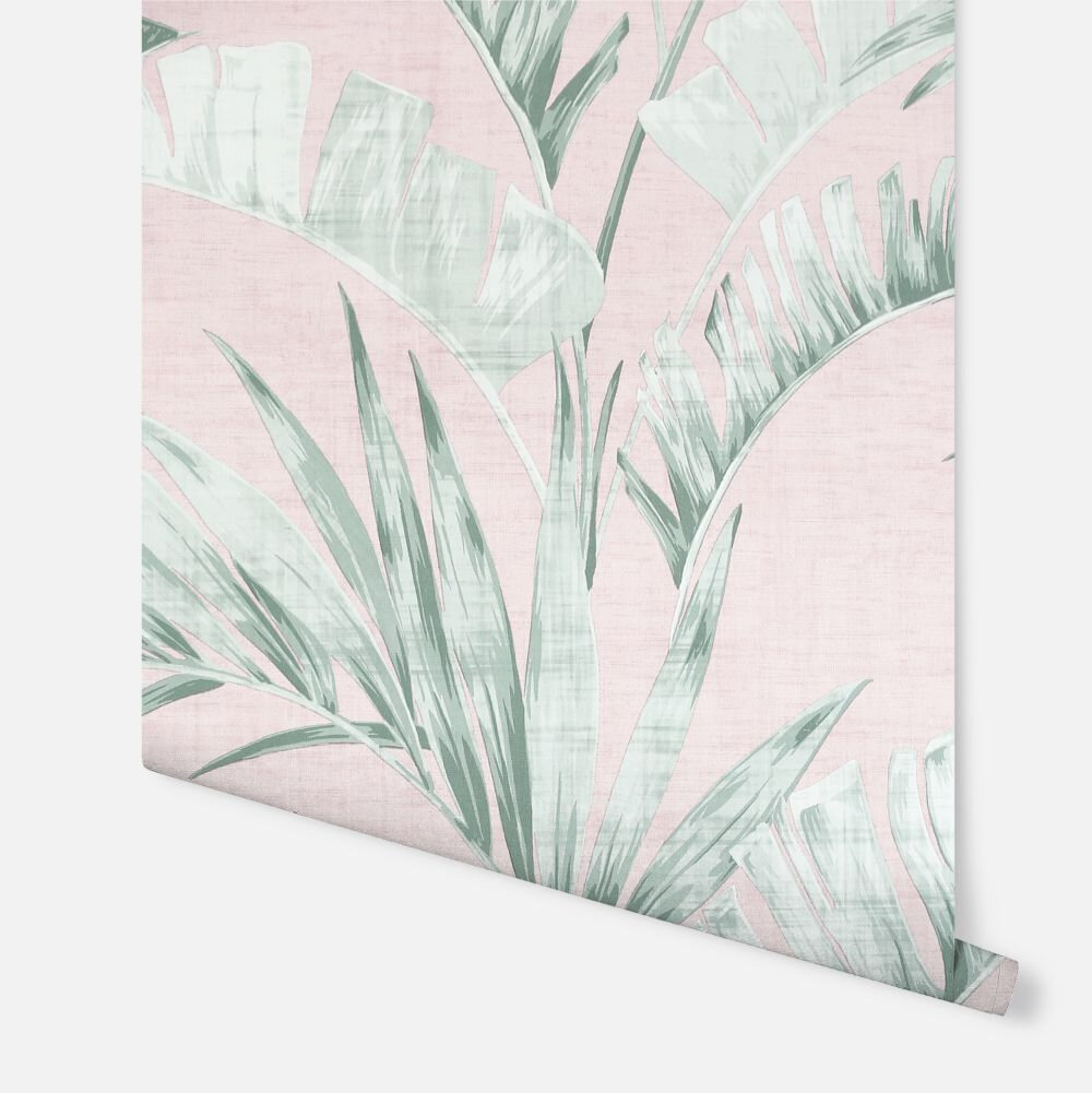 Banana Palm  Wallpaper - Pink / Green - by Arthouse