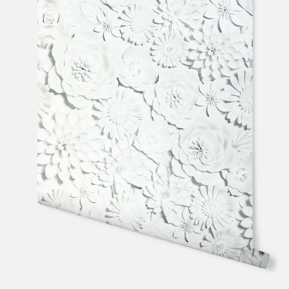 3D Flower Wall  Wallpaper - White - by Arthouse
