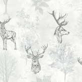 Etched Stag Wallpaper - Mono - by Arthouse. Click for more details and a description.