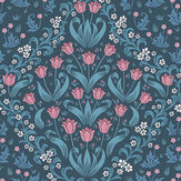 Tudor Garden Wallpaper - Fuchsia / Cerulean Blue - by Cole & Son. Click for more details and a description.