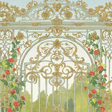 Tijou Gate Panel Mural - Spring Green / Soft Olive - by Cole & Son