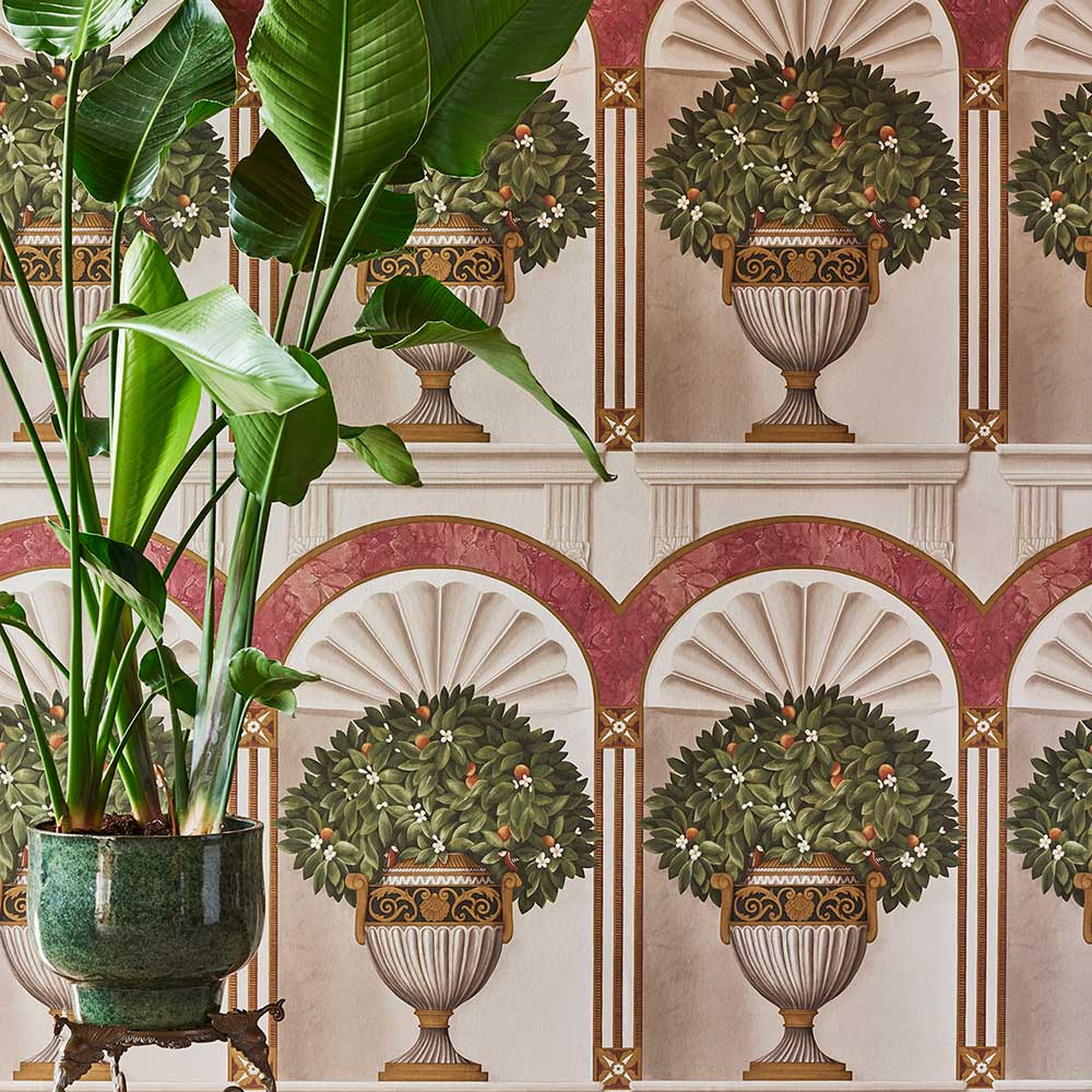 Royal Jardiniere Wallpaper - Spring Green / Rose - by Cole & Son