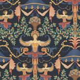 Chamber Angels Wallpaper - Denim / Red / Marigold / Ink - by Cole & Son. Click for more details and a description.