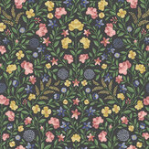 Court Embroidery Wallpaper - Yellow / Rose / Hyacinth Blue / Charcoal  - by Cole & Son. Click for more details and a description.