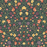 Court Embroidery Wallpaper - Marigold / Tangerine / Red / Charcoal  - by Cole & Son. Click for more details and a description.