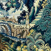 Verdue Tapestry Panel Mural - Viridian / Teal / Ink / Chartreuse - by Cole & Son. Click for more details and a description.