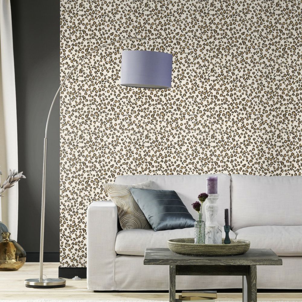 Leopard Print Wallpaper - Gold - by Albany