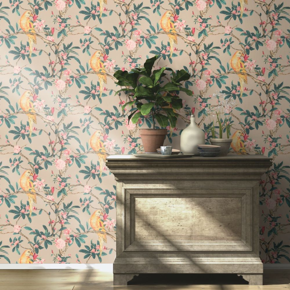Pretty Polly Wallpaper - Taupe - by Albany