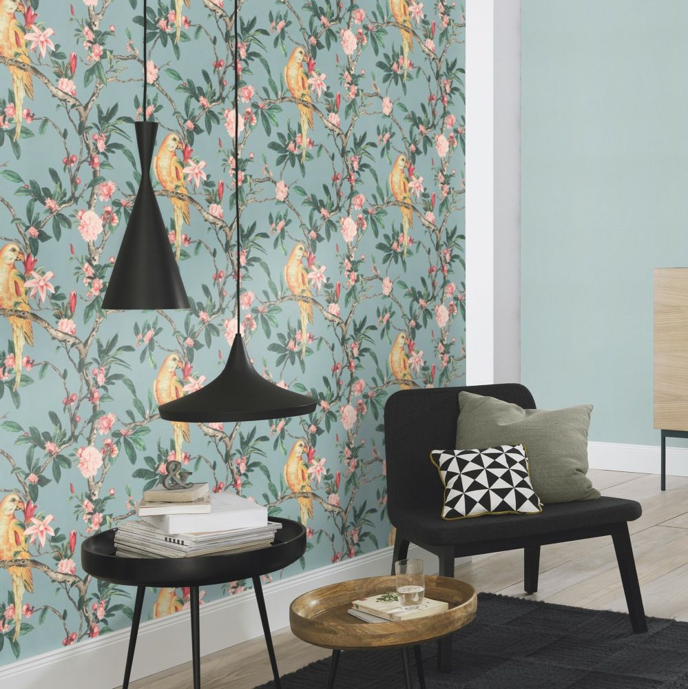 Pretty Polly Wallpaper - Baby Blue - by Albany