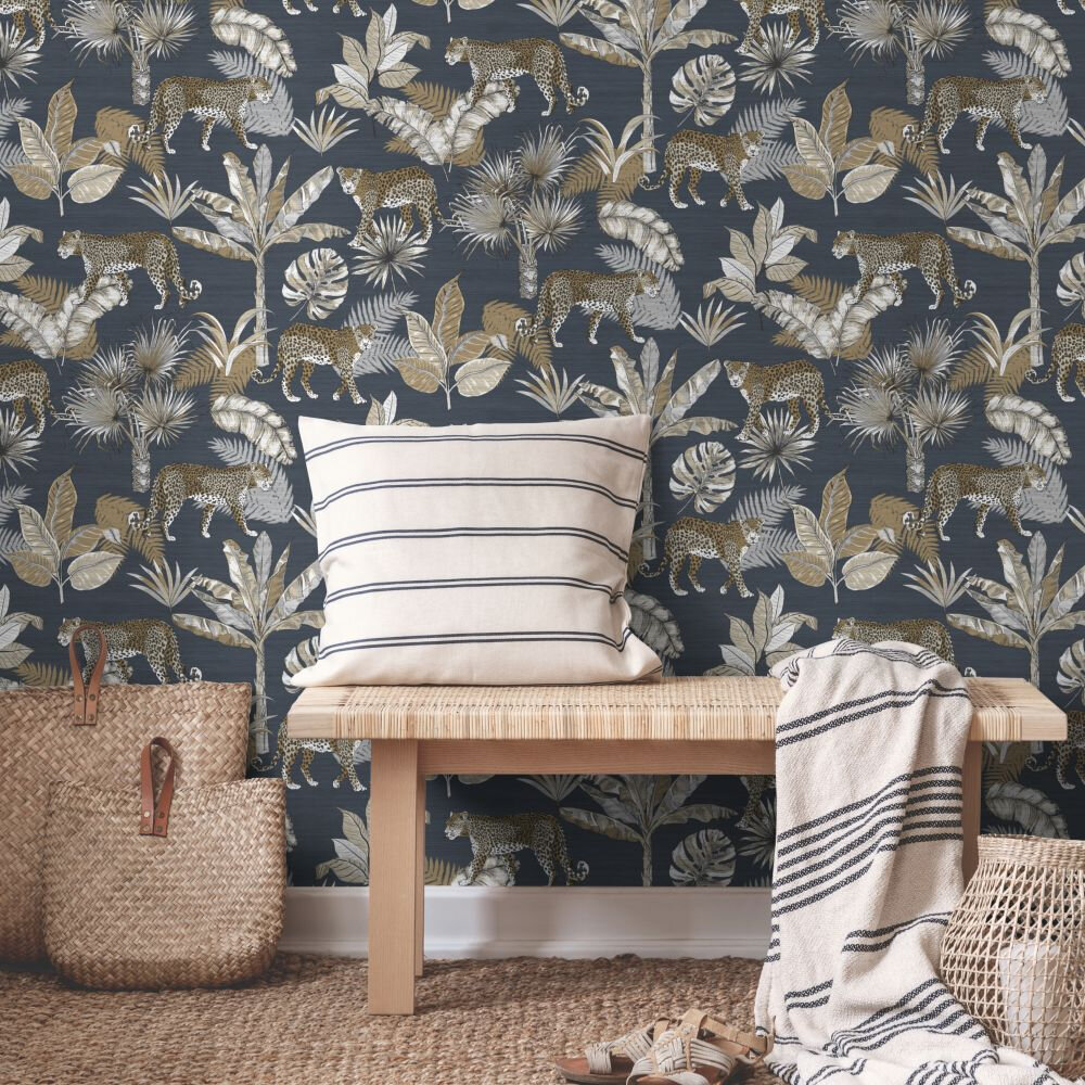 Leopard Wallpaper - Charcoal - by Albany