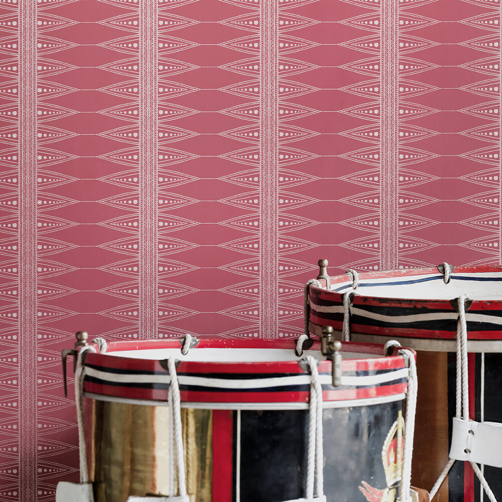 Indian Stripe Wallpaper - Snug Red - by Barneby Gates